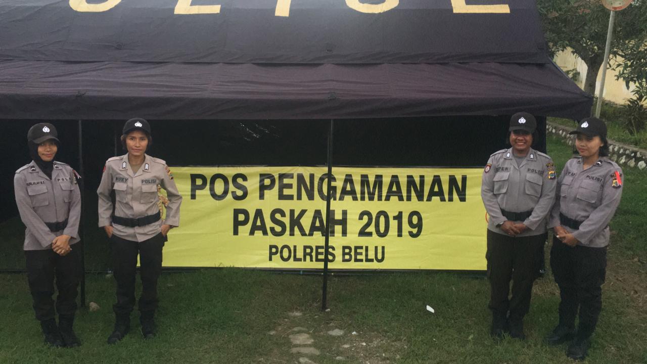 Ops Semana Santa Turangga 2019, Personil Polres Belu Mulai Isi Pos Pengamanan di Gereja-gereja