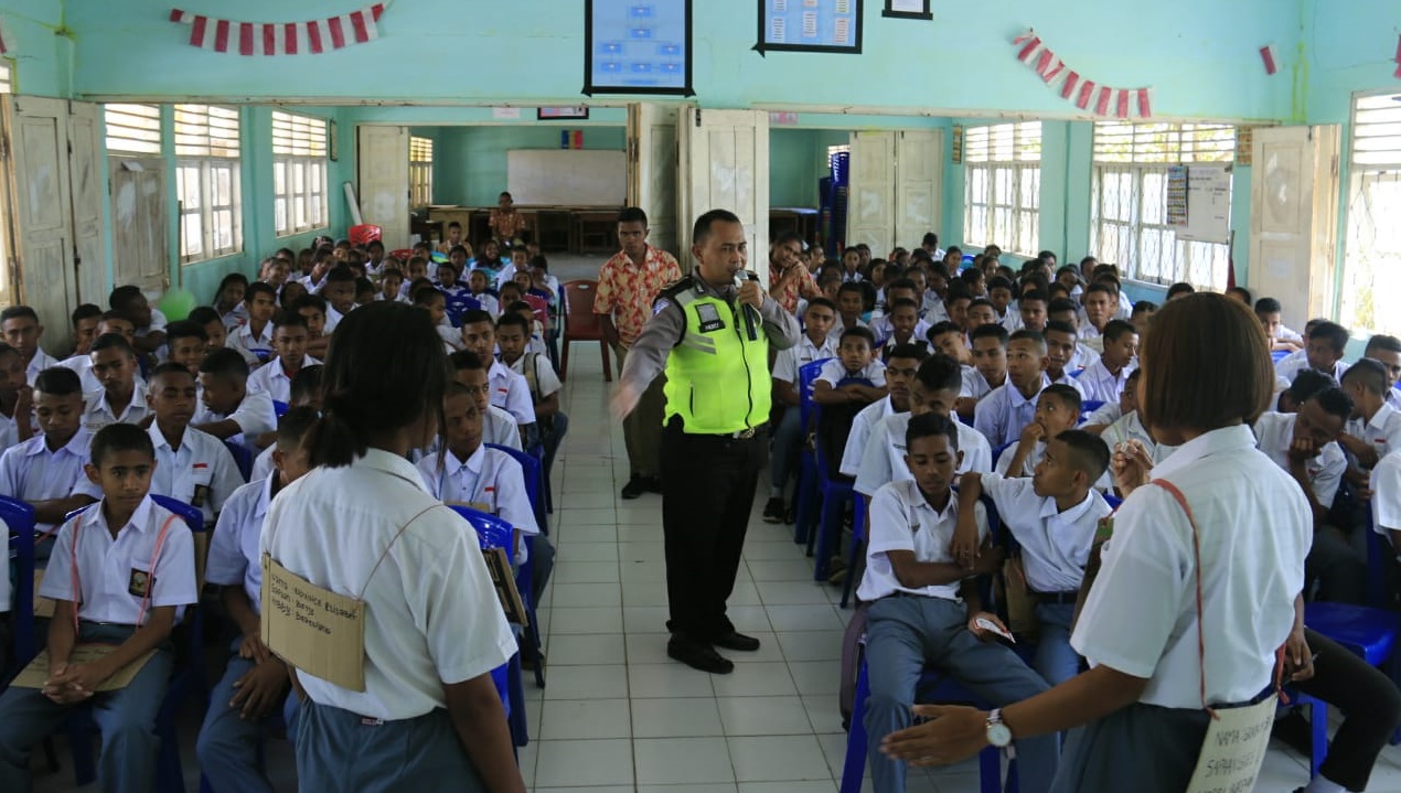 Unit Dikyasa Sat Lantas Polres Belu Manfaatkan MPLS dengan Penyuluhan Kamseltbcar Lantas