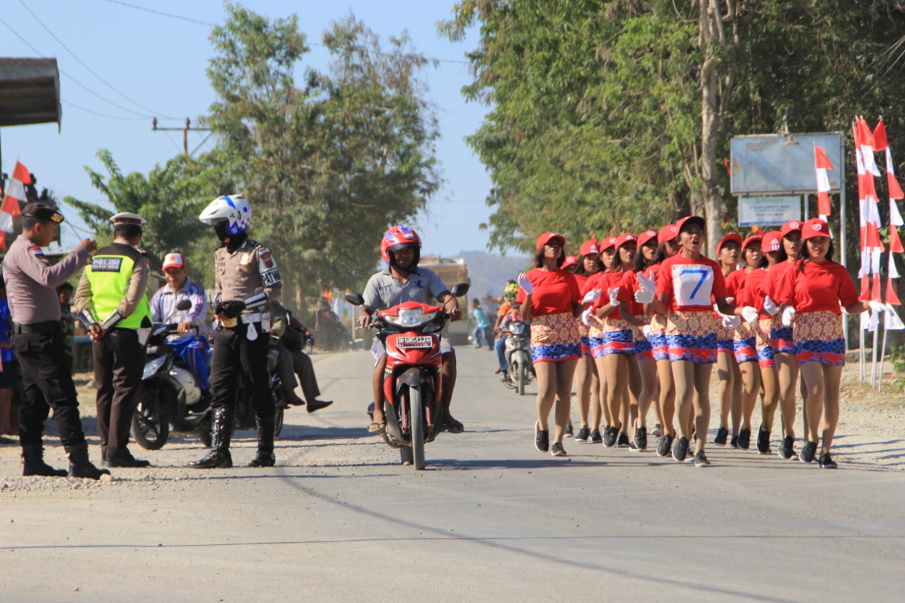 Diikuti 67 Peserta, Lomba Gerak Jalan 17 KM Sambut HUT RI ke 74 di Jaga Ketat Personil Polres Belu