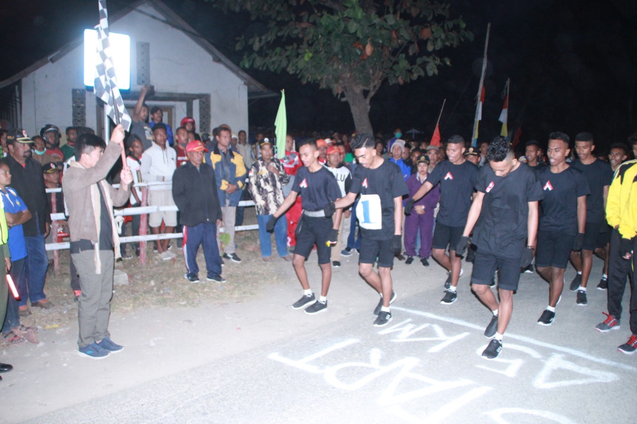 Dari Malam hingga Pagi, Polres Belu dan Jajaran Jaga Ketat Lomba Gerak Jalan 45 KM Sambut HUT RI ke 74