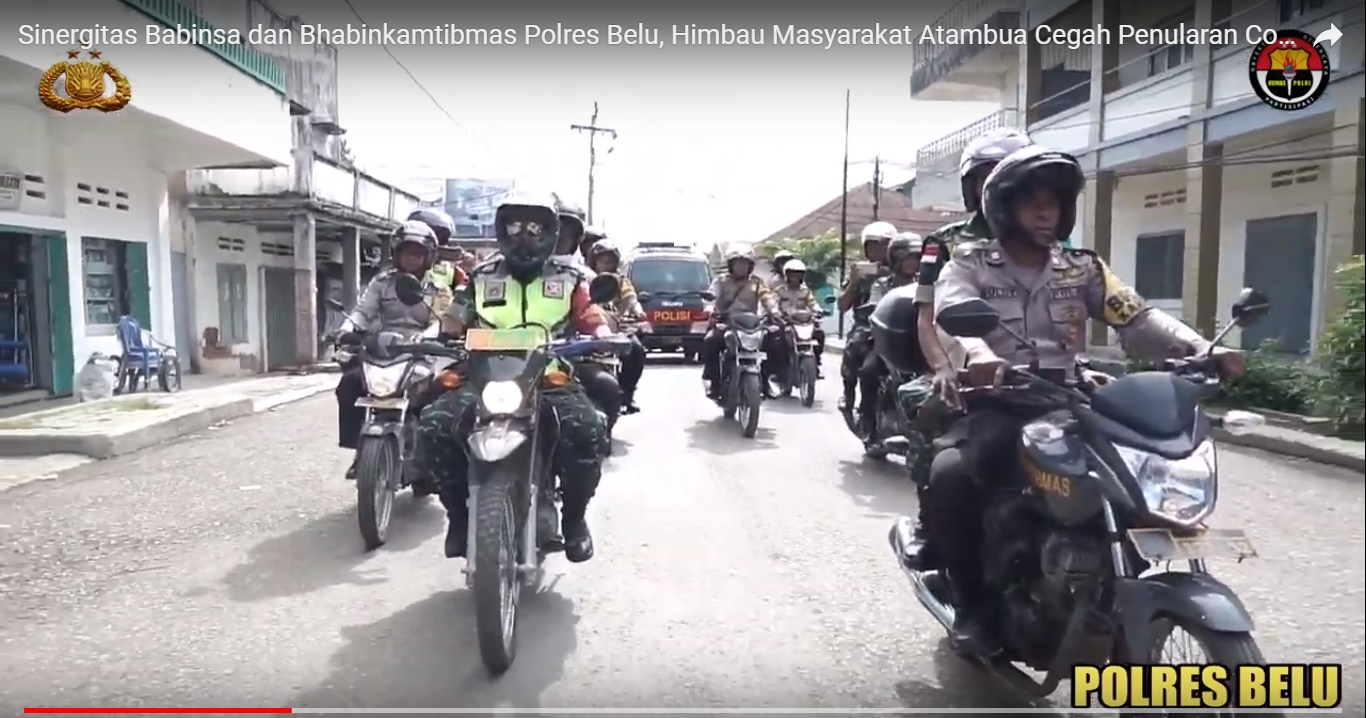 Sinergitas Polres Belu dan TNI, Turun ke Jalan Beri Imbauan Kamtibmas ke Masyarakat Bahaya Serangan 